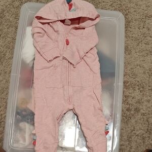 Carter's Pink Hooded Footie with Colorful Accents